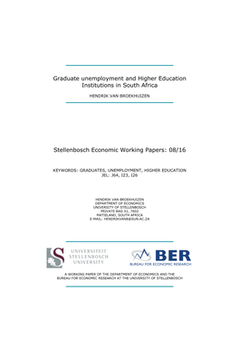 Graduate Unemployment and Higher Education Institutions in South Africa