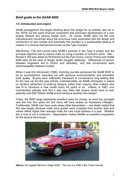 Brief Guide to the SAAB 9000