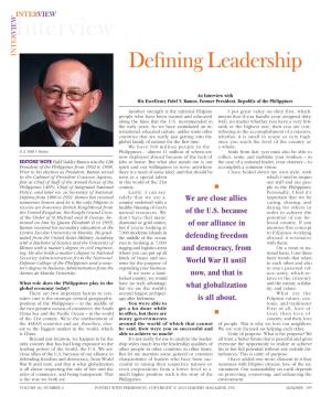 To Download a PDF of an His Excellency Fidel V. Ramos, Former President, Republic