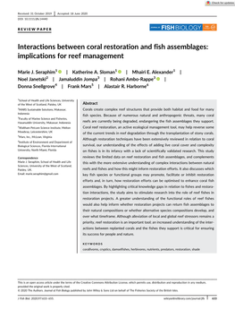 Interactions Between Coral Restoration and Fish Assemblages: Implications for Reef Management