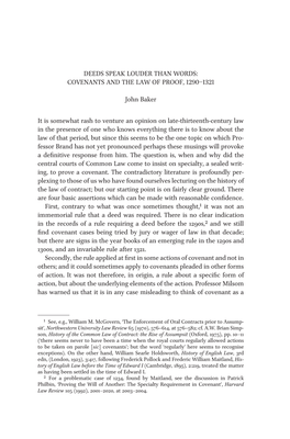 Covenants and the Law of Proof, 1290–1321 John Baker It Is