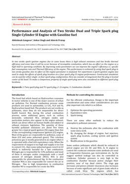 Performance and Analysis of Two Stroke Dual and Triple Spark Plug Single Cylinder SI Engine with Gasoline Fuel