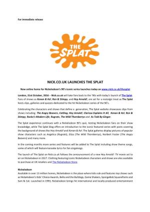 Nick.Co.Uk Launches the Splat