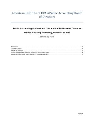 American Institute of Cpas/Public Accounting Board of Directors