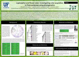 Leptosiphon and Flower Color: Investigating Color Acquisition in Polemoniaceae Using Phylogenetics Margarita Hernandez A,B, Jacob B
