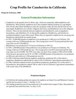 Crop Profile for Caneberries in California