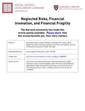 Neglected Risks, Financial Innovation, and Financial Fragility