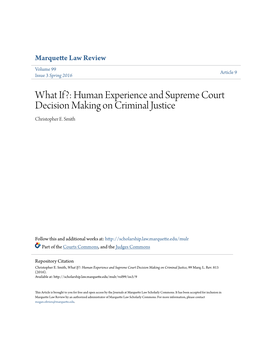 Human Experience and Supreme Court Decision Making on Criminal Justice Christopher E