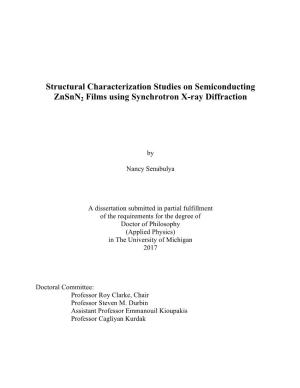 Structural Characterization Studies on Semiconducting Znsnn2 Films Using Synchrotron X-Ray Diffraction