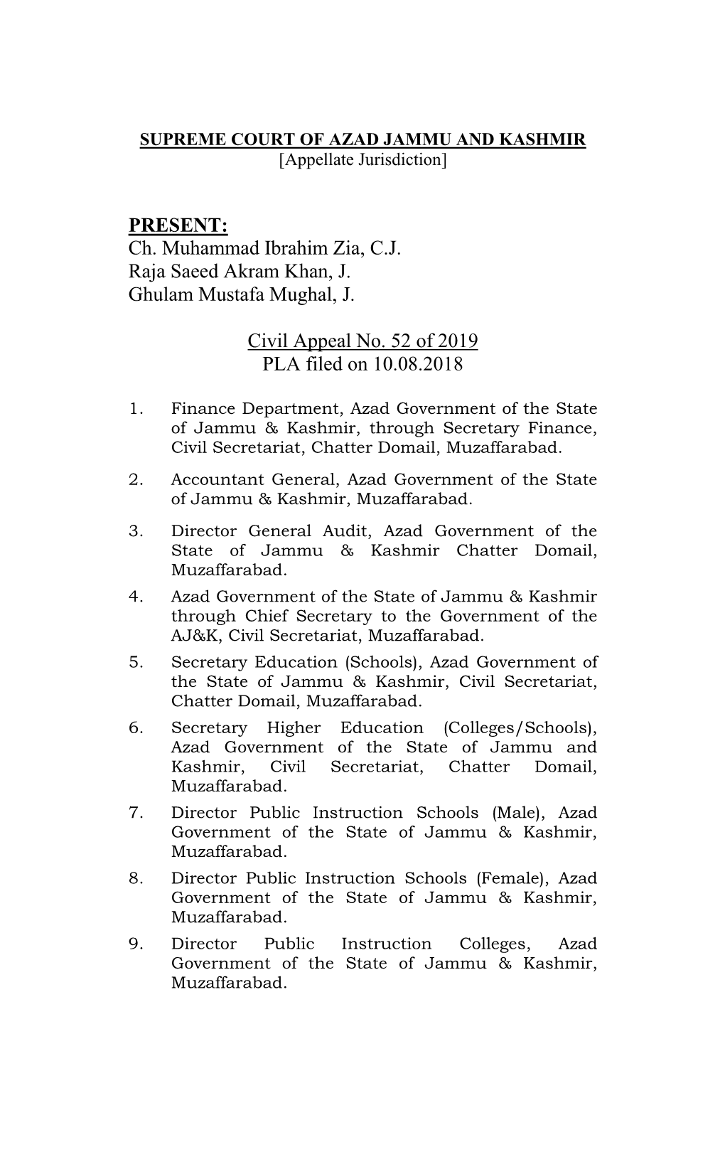 SUPREME COURT of AZAD JAMMU and KASHMIR [Appellate Jurisdiction]