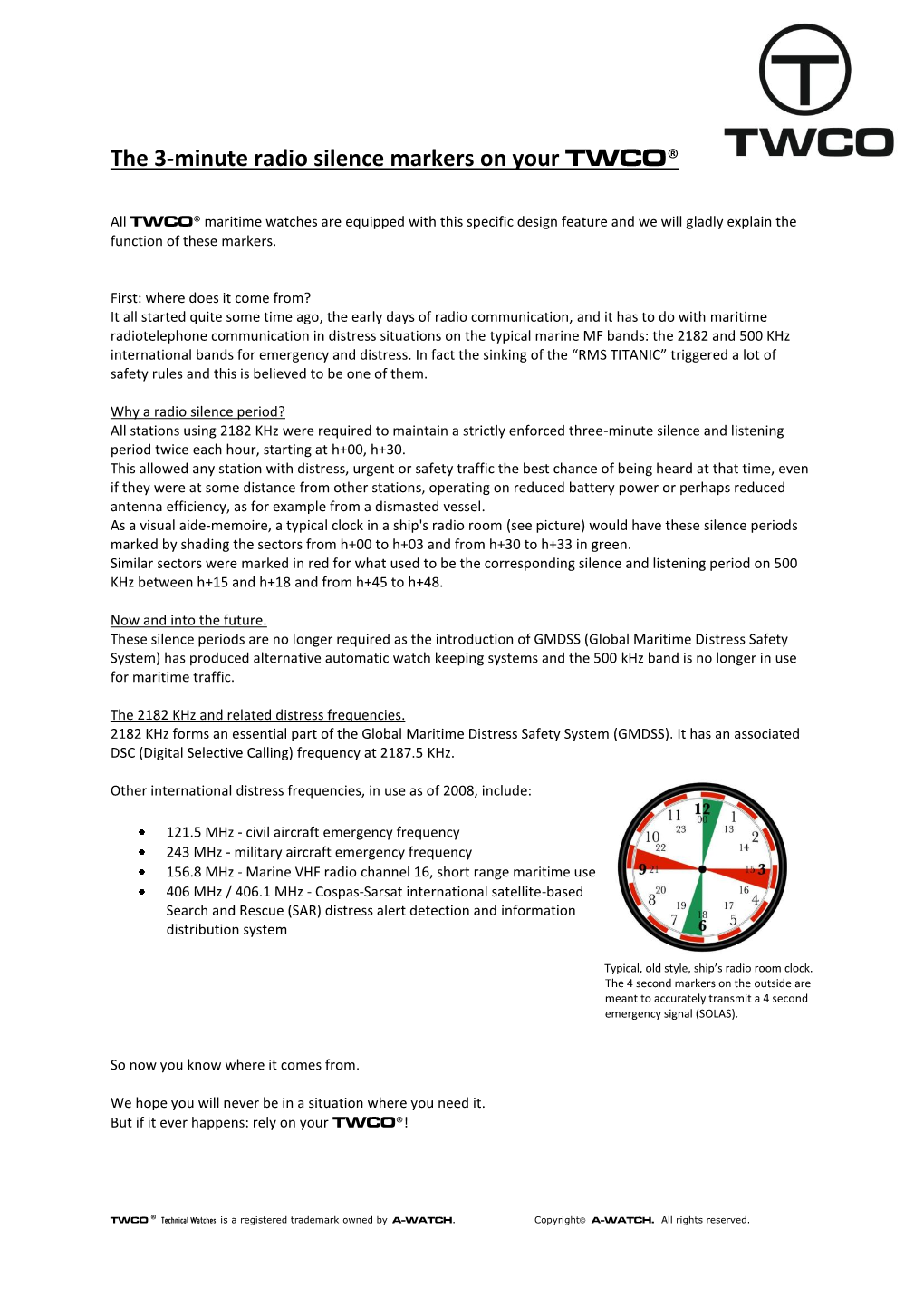 The 3-Minute Radio Silence Markers on Your TWCO®