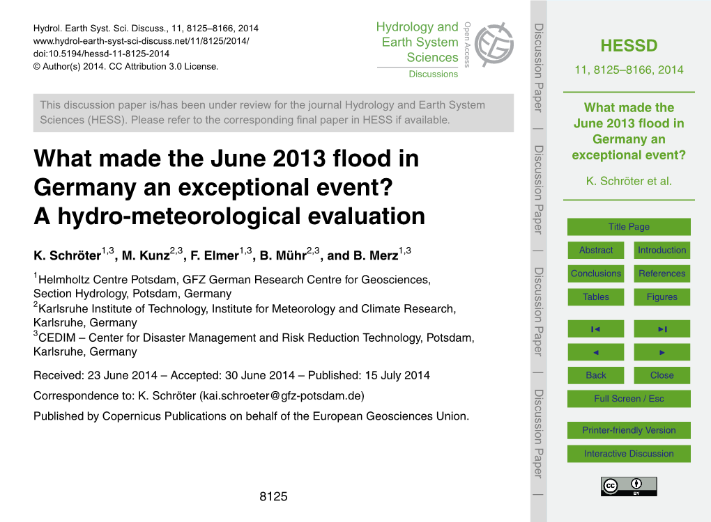 What Made the June 2013 Flood in Germany an Exceptional Event?