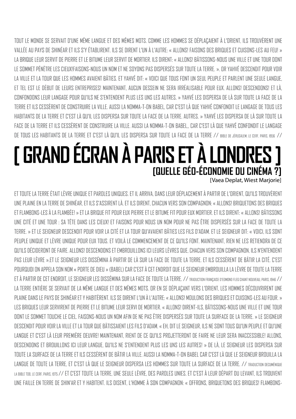 [ Grand Écran À Paris Et À Londres ] [Quelle Géo-Économie Du Cinéma ?] [Vaea Deplat, Wiest Marjorie]