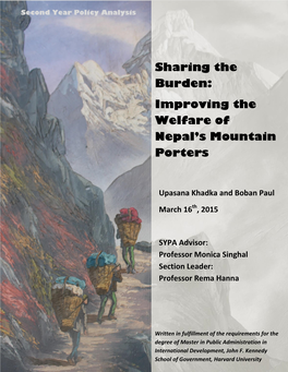 Sharing the Burden: Improving the Welfare of Nepal's Mountain Porters