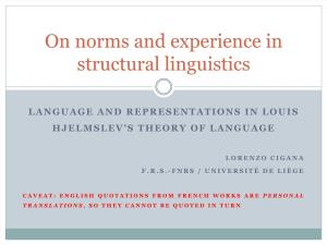 On Norms and Experience in Structural Linguistics