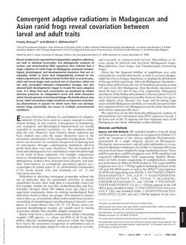 Convergent Adaptive Radiations in Madagascan and Asian Ranid Frogs Reveal Covariation Between Larval and Adult Traits