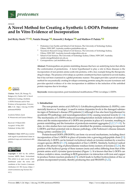 A Novel Method for Creating a Synthetic L-DOPA Proteome and in Vitro Evidence of Incorporation