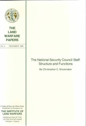 THE LAND WARFARE PAPERS the National Security Council Staff