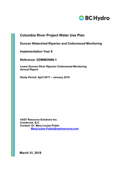 Lower Duncan River Riparian Cottonwood Monitoring Annual Report