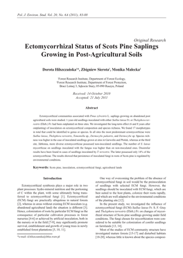 Ectomycorrhizal Status of Scots Pine Saplings Growing in Post-Agricultural Soils