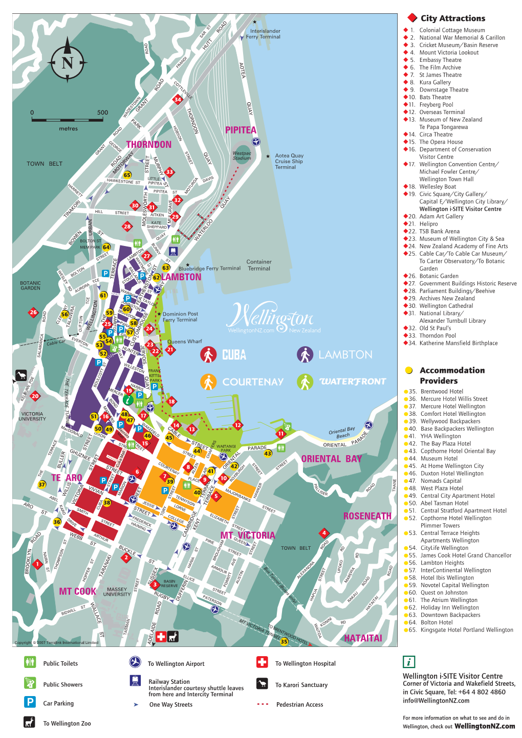 Map of Wellington City Attractions