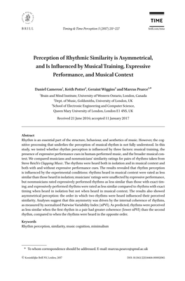 Perception of Rhythmic Similarity Is Asymmetrical, and Is Influenced by Musical Training, Expressive Performance, and Musical Context