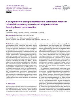 A Comparison of Drought Information in Early North American Colonial Documentary Records and a High-Resolution Tree-Ring-Based Reconstruction