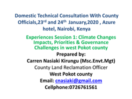 West Pokot County-Climate Change Impacts, Priorities and Governance