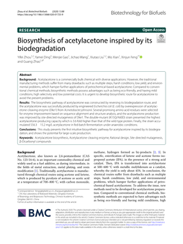 Biosynthesis of Acetylacetone Inspired by Its Biodegradation