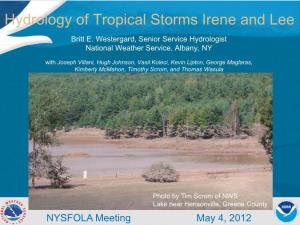 Hydrology of Tropical Storms Irene and Lee
