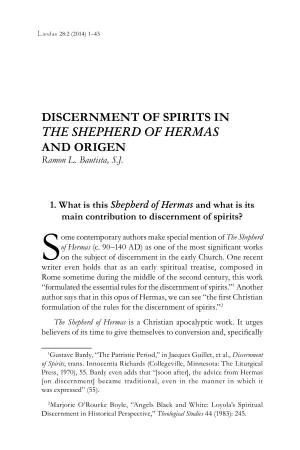 Discernment of Spirits in the Shepherd of Hermas and Origen Ramon L