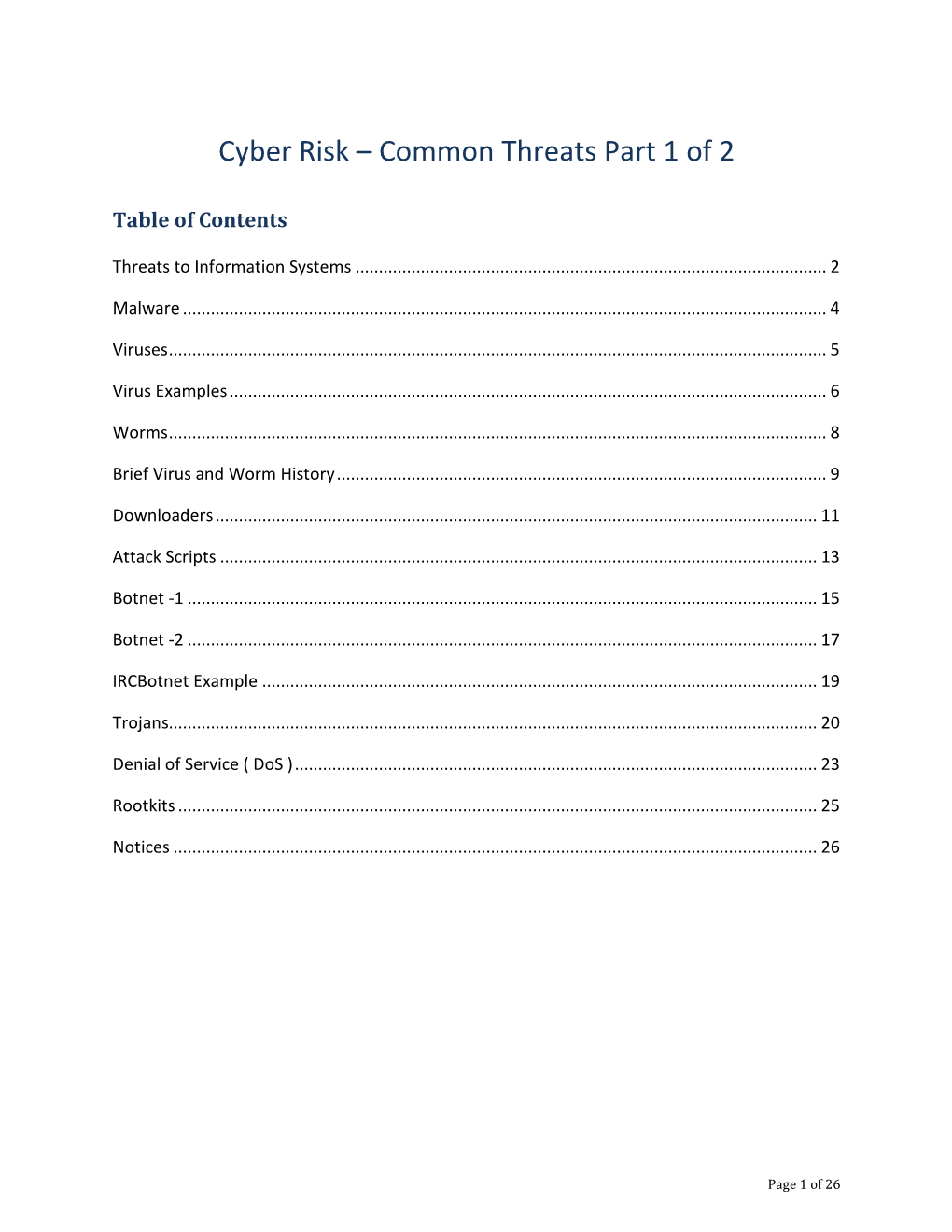 Cyber Risk – Common Threats Part 1 of 2