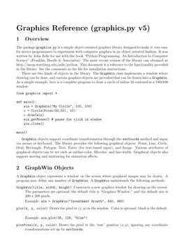 Graphics Reference (Graphics.Py V5) 1 Overview