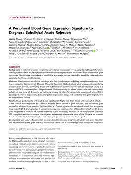A Peripheral Blood Gene Expression Signature to Diagnose Subclinical Acute Rejection