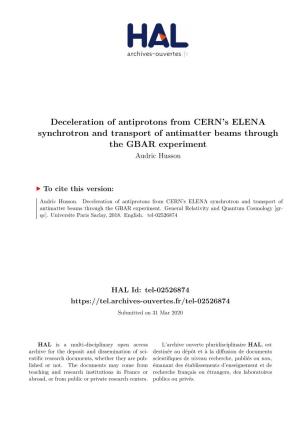 Deceleration of Antiprotons from CERN's ELENA Synchrotron And