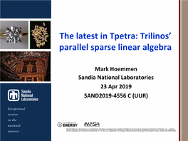 The Latest in Tpetra: Trilinos' Parallel Sparse Linear Algebra