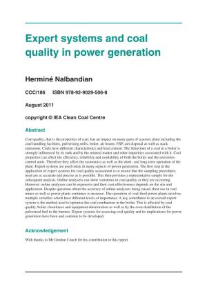 Expert Systems and Coal Quality in Power Generation