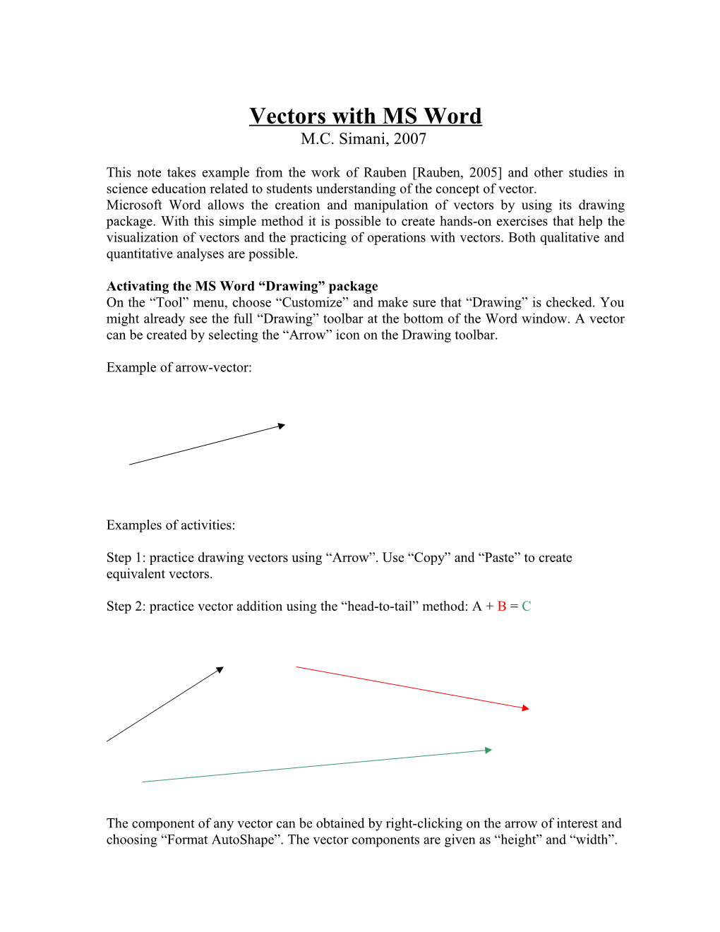 Vectors with MS Word