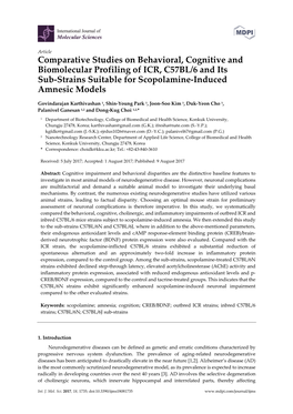 Comparative Studies on Behavioral, Cognitive and Biomolecular Profiling of ICR, C57BL/6 and Its Sub-Strains Suitable for Scopolamine-Induced Amnesic Models