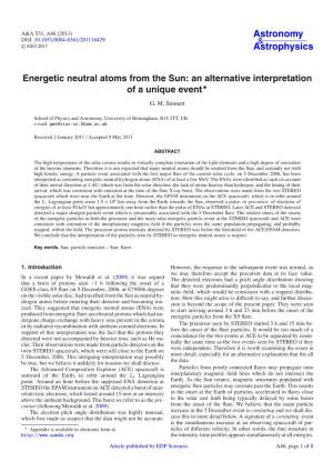 Energetic Neutral Atoms from the Sun: an Alternative Interpretation of a Unique Event