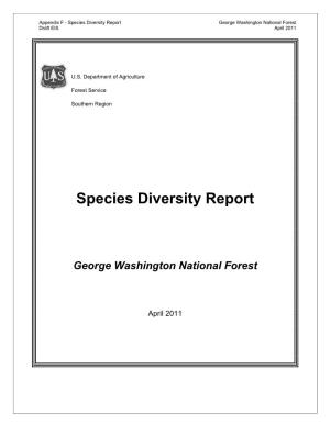 Species Diversity Report George Washington National Forest Draft EIS April 2011