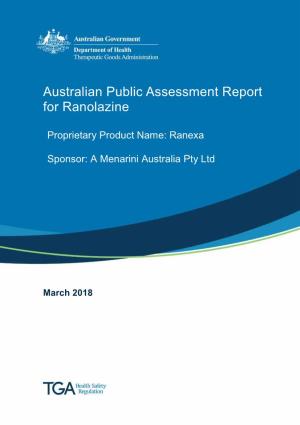 Australian Public Assessment Report Ranolazine