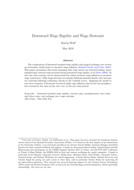 Downward Wage Rigidity and Wage Restraint