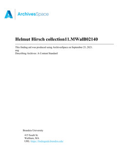 Helmut Hirsch Collection11.Mwalb02140