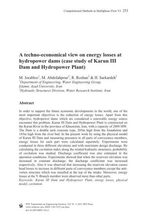 A Techno-Economical View on Energy Losses at Hydropower Dams (Case Study of Karun III Dam and Hydropower Plant)