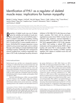 Identification of FHL1 As a Regulator of Skeletal Muscle