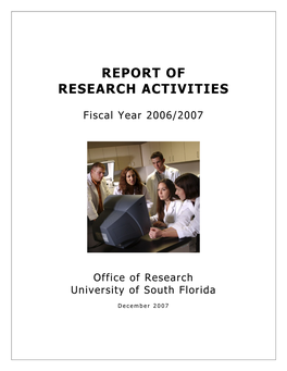Fiscal Year 2006/2007 Office of Research University of South Florida