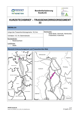 Kurzsteckbrief – Trassenkorridorsegment 33
