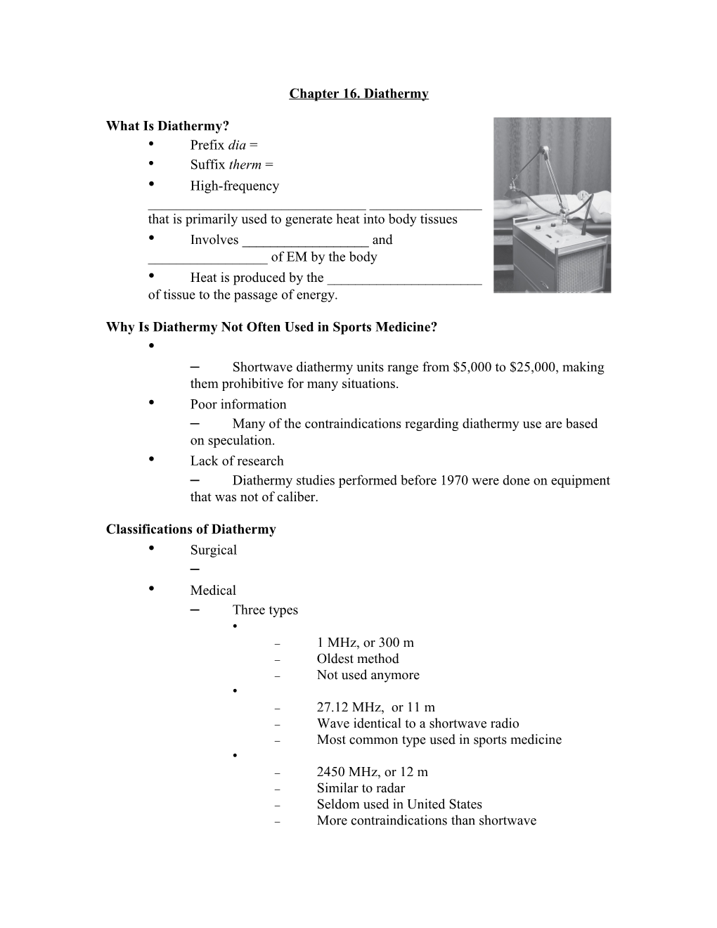 Chapter 16. Diathermy