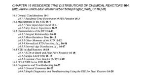 16 Residence Time Distributions of Chemical Reactors Chapter 16